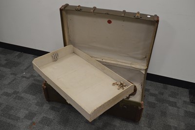 Lot 67 - An early 20th Century leather and wood framed steamer trunk