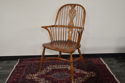 Lot 71 - An antique English elm and yew wood Windsor splatback arm chair