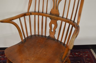 Lot 71 - An antique English elm and yew wood Windsor splatback arm chair