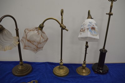 Lot 76 - Four Victorian and later brass table lamps