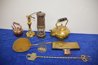 Lot 84 - An early 20th century miner's lamp by E. Thomas & Williams Ltd and other items