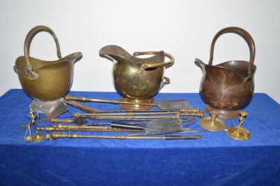 Lot 85 - 19th and 20th century brass and copper fire side accessories