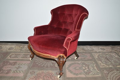 Lot 88 - A late 19th Century burgundy velvet upholstered tub chair