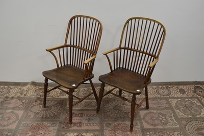 Lot 92 - A pair of antique Windsor armchairs