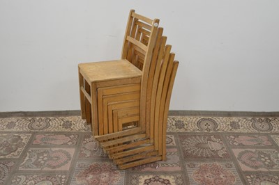 Lot 99 - A set of six 1930s modernist birch wood stacking chairs