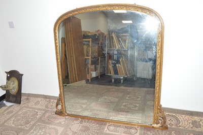 Lot 101 - A large Victorian overmantle mirror