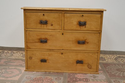 Lot 114 - A Victorian stripped pine small chest of drawers