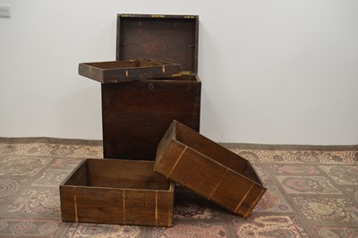 Lot 119 - A Victorian wooden and brass mounted silver chest