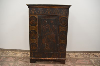 Lot 123 - A Regency 'Brighton Pavilion' style black lacquered Chinoiserie cabinet