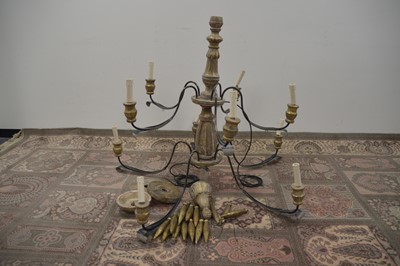 Lot 128 - A modern ten branch giltwood and bronzed metal chandelier