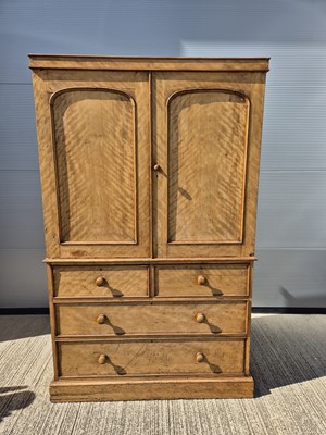 Lot 129 - A 19th century satin birch linen press