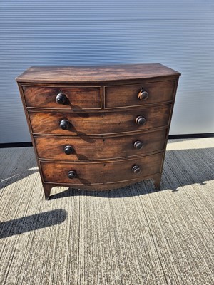 Lot 134 - A 19th century mahogany bow fronted chest of drawers