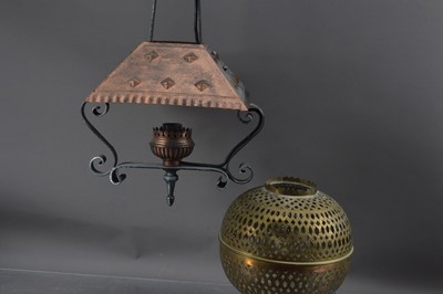 Lot 135 - A North African reticulated brass hanging shade