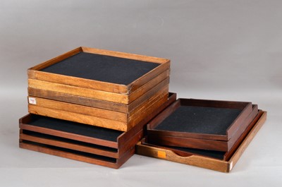 Lot 539 - Five oak framed safe trays