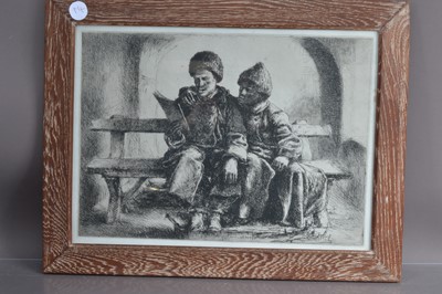 Lot 144 - Julius Komjati (Hungarian 1894-1958) "Two Men Reading"