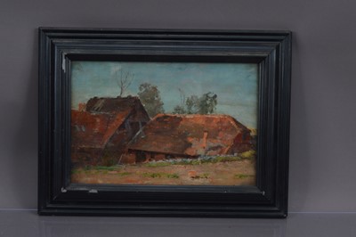 Lot 150 - Sir David Murray RA (1849-1933) "Study of a farm and buildings"