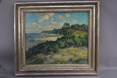 Lot 153 - Fritz Kohler (German 1887-1972) "Coastal Landscape with Beach and Trees"