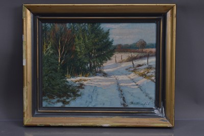 Lot 154 - Bela Adalbert Hradil (Hungarian 1885-1968) "Path in Snow"