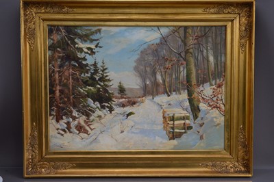 Lot 156 - Harald Julius Niels Pryn (Danish 1891-1968) "Woodland in Snow"