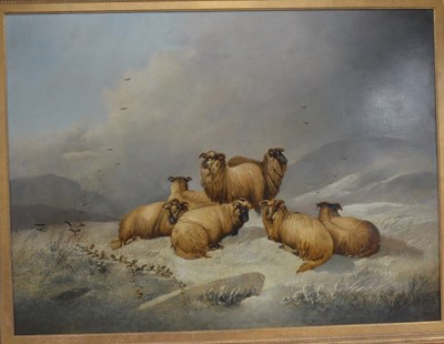 Lot 166 - Alfred Morris (fl. 1853-1873) "Sheep in a Winter Landscape"