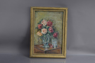 Lot 175 - Artur Ovanesovich Gagashyan (Russian 1899-1984) "Roses in a Crystal Vase"