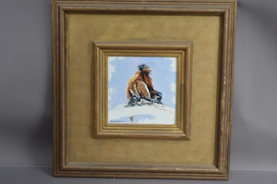 Lot 179 - Dharbinder Singh Bamrah (British 1965-2007) ""A Monkey Seated on a Rock"