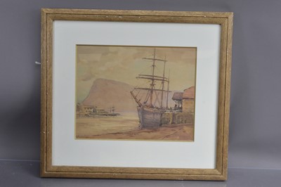 Lot 185 - J W Wilson (British Early XXth Century) "Harbour Scene"