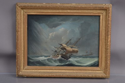 Lot 194 - British School 19th Century "Ships in a Storm"