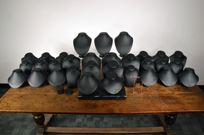 Lot 544 - A good collection of black vinyl necklace busts and jewellery displays