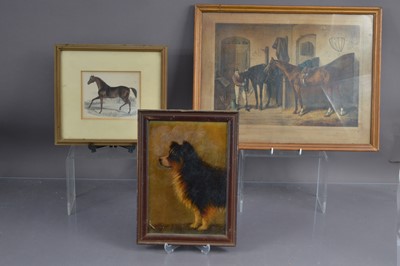 Lot 222 - E. Littler (British fl 1901) "A Collie Dog" together with two horse prints