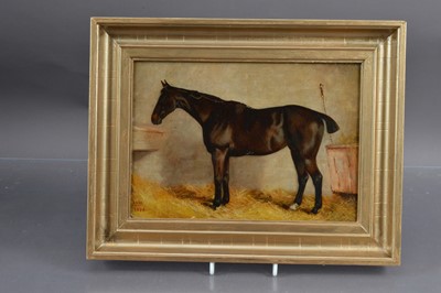 Lot 223 - British School 19th Century "A Dark Bay Horse in a Stable"