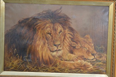 Lot 249 - British School Late 19th-20th Century "Lion and Lioness"