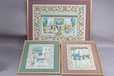 Lot 259 - Three Indian School Mughal style paintings