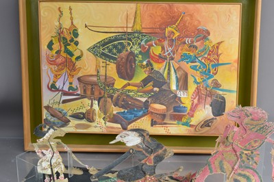 Lot 273 - Nik Zainal Abidin (Nik Mohamed Salleh) (Malaysian 1933-1993) "Wayang kulit and gamelan" (Shadow Puppets and band)
