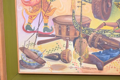 Lot 273 - Nik Zainal Abidin (Nik Mohamed Salleh) (Malaysian 1933-1993) "Wayang kulit and gamelan" (Shadow Puppets and band)
