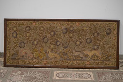 Lot 302 - A large late 19th Century woolwork tapestry panel, 51 cm by 120 cm. As found.