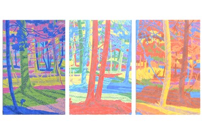 Lot 320 - Alan Turner (1943-2020) "Combination: Three Season Wooden Scene" (Triptych)