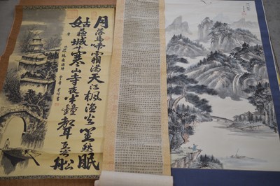 Lot 327 - Three Chinese hanging scrolls