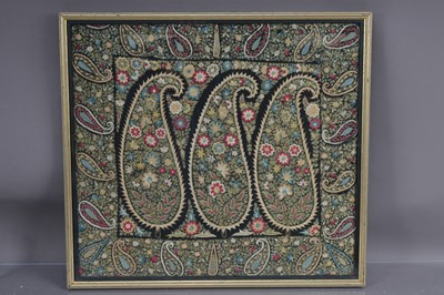 Lot 330 - An embroidered silk thread Paisley pattern panel