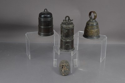 Lot 344 - Three bronze bells including a Chinese example