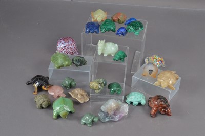 Lot 349 - A collection of Chinese hardstone and other tortoises turtles  and bixi