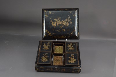 Lot 354 - A 19th Century Chinese export lacquer games box