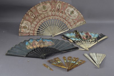 Lot 358 - A group of late 18th Century fans with bone sticks etc