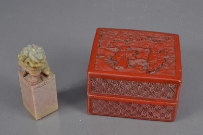 Lot 359 - A Chinese carved cinnabar lacquer box