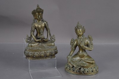 Lot 361 - Two oriental brass deity figure sculptures