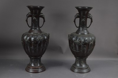 Lot 362 - A pair of Japanese Meiji Period bronze vases