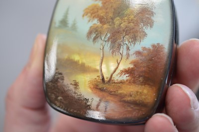Lot 386 - Three fine 20th Century 'Fedoskino School' Russian lacquer boxes