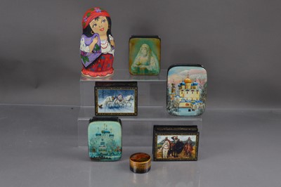 Lot 388 - A group of Russian lacquer boxes