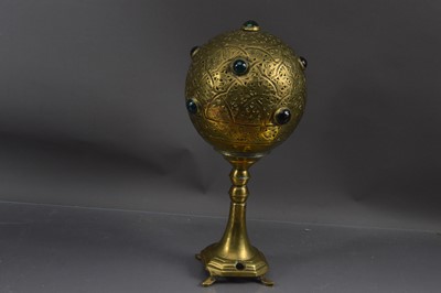 Lot 412 - An unusual North African of Moresque globe-shaped brass table lamp