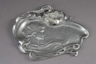 Lot 426 - A WMF Art Nouveau or Jugendstil pewter tray circa 1906